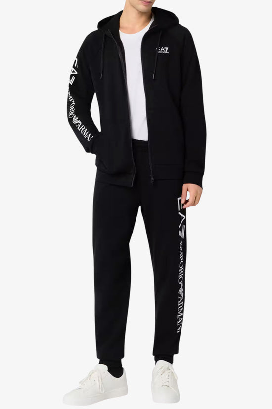  Felpa Full Zip Con Cappuccio Stampa Logo Series Su Manica emporio armani ea7 