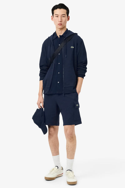 lacoste Felpa Full Zip Con Cappuccio Logo Piccolo Ricamato Blu Uomo, foto 2