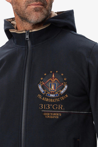 aeronautica militare Felpa Full Zip Con Cappuccio 313 Gruppo Blu Uomo, foto 2
