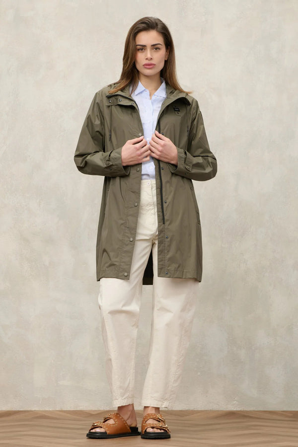 blauer Parka Full Zip Con Cappuccio Impermeabile Thrush Verde Donna, foto 2