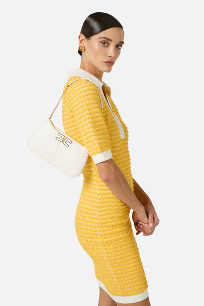 elisabetta franchi Borsa A Spalla Con Dettaglio Logo Bianco Donna, foto 2
