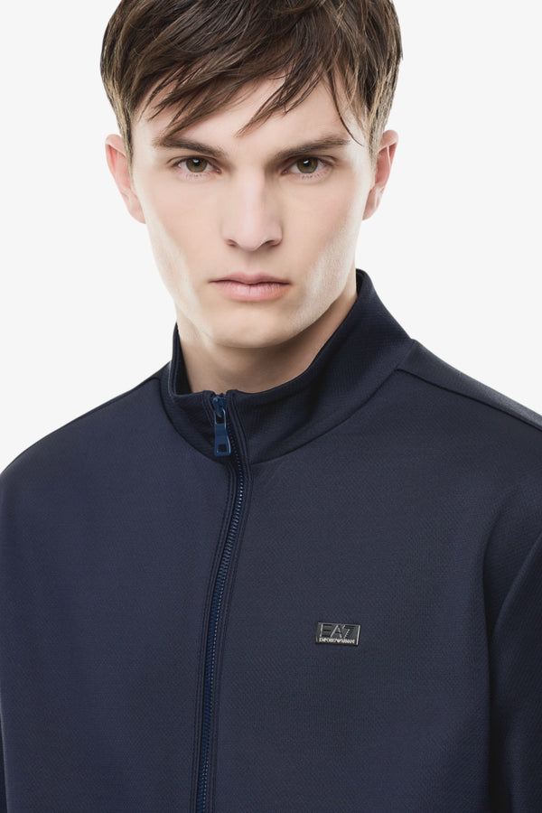 emporio armani ea7 Felpa Full Zip Lux Identity In Jersey Elasticizzato Blu Uomo, foto 2