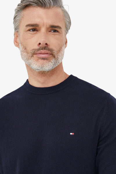 tommy hilfiger Maglione Girocollo In Misto Cashmere Con Logo Bandierina Ricamato Blu Uomo, foto 2