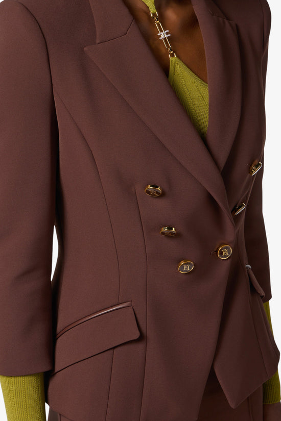  Giacca Blazer Doppiopetto In Doppio Crepe-elisabetta franchi-Marrone-Special_-Gi17456e2 ea3-2  