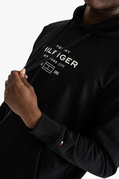 tommy hilfiger Felpa Con Cappuccio Oval Graphic Nero Uomo, foto 2