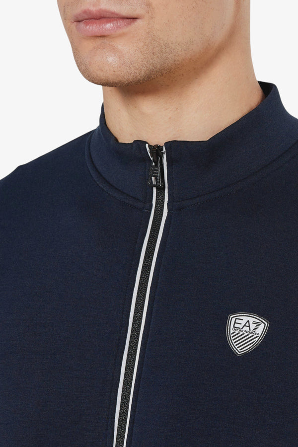 emporio armani ea7 Felpa Full Zip Premium Shield In Misto Viscosa Stretch Blu Uomo, foto 2