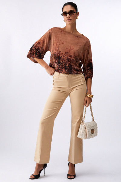 liu jo Pantaloni Flare Con Bottoni Logati Beige Donna, foto 2