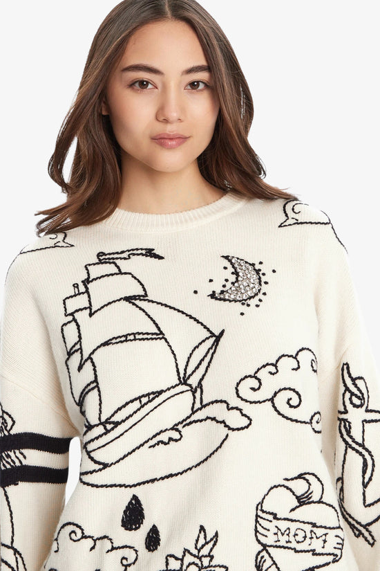  Maglione Girocollo Con Ricami E Pietre pinko 