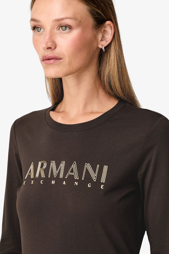  T-Shirt Maniche Lunghe Con Logo Metallizzato armani exchange 