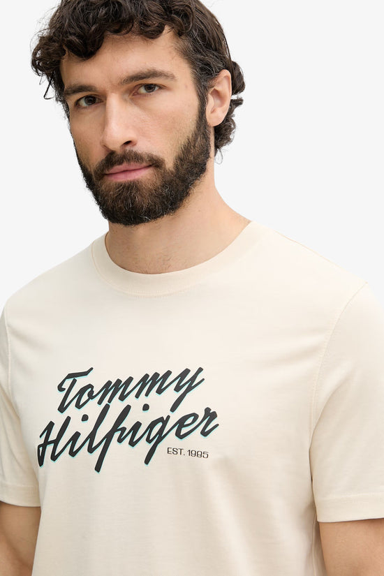  T-Shirt Maniche Corte Logo Script-tommy hilfiger-Beige-Special_-Mw0mw42385 acj-2  