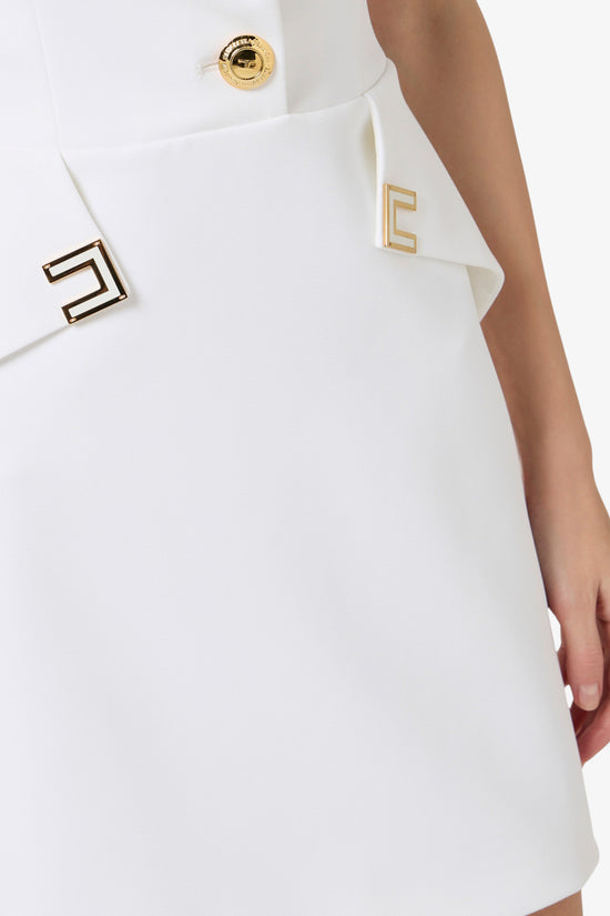  Vestito Corto In Doppio Crepe Stretch Con Dettagli Logo elisabetta franchi 