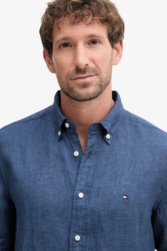  Camicia Maniche Lunghe Button Down In Puro Lino-tommy hilfiger-Blu-Special_-Mw0mw41530 c3i-2  