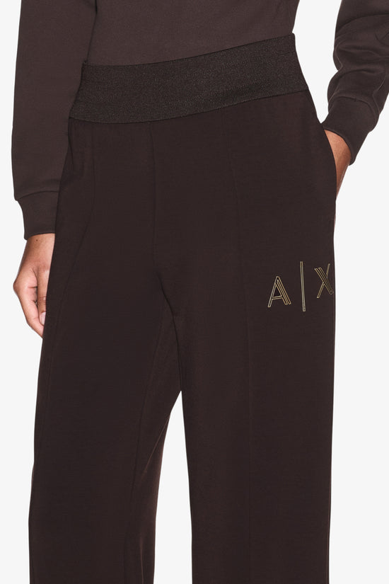  Pantaloni Gamba Larga In Scuba Di Viscosa Con Spacchi E Logo Metallizzato armani exchange 