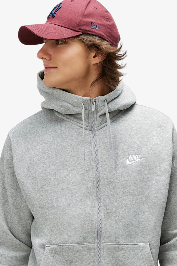 nike sportswear Felpa Full Zip Con Cappuccio Club Grigio Uomo, foto 2