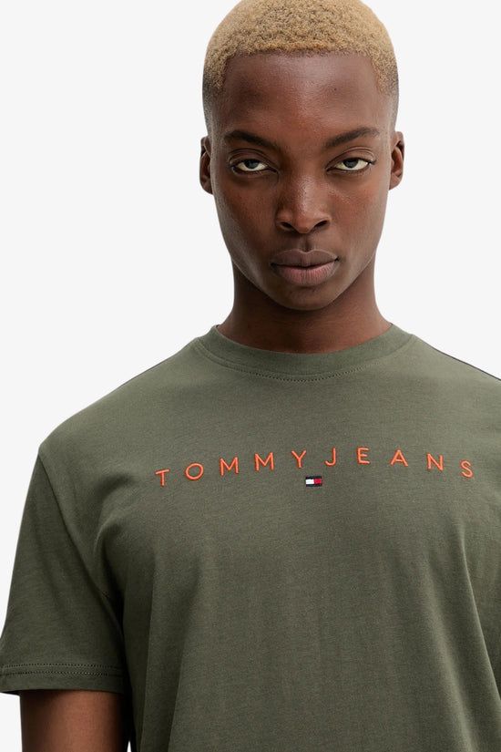  T-Shirt Maniche Corte Logo Lineare Ricamato tommy jeans 