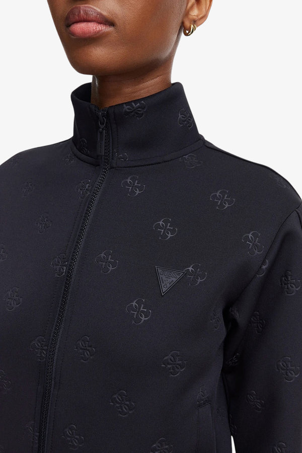 guess Felpa Full Zip In Tessuto Scuba Con Logo 4G All-Over Calista Blu Donna, foto 2
