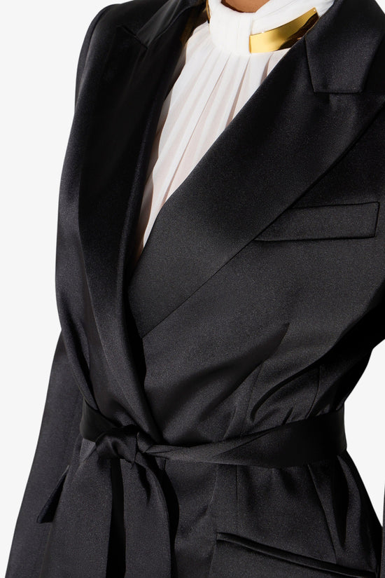  Giacca In Raso Stretch Con Cintura-elisabetta franchi-Nero-Special_-Gi27966e2 110-2  