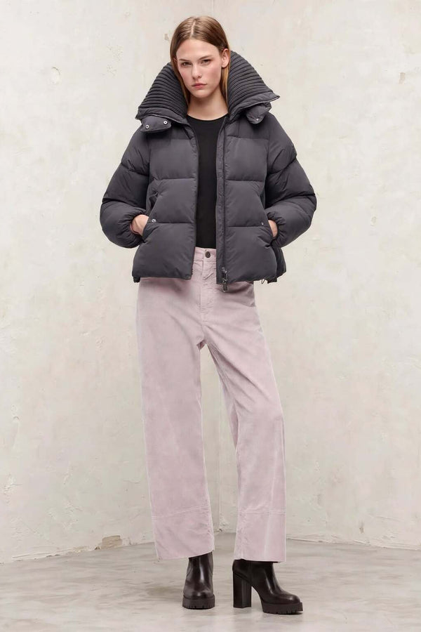pinko Piumino Full Zip Con Cappuccio In Tela Tecnica Idrorepellente Dulcamara Grigio Donna, foto 2