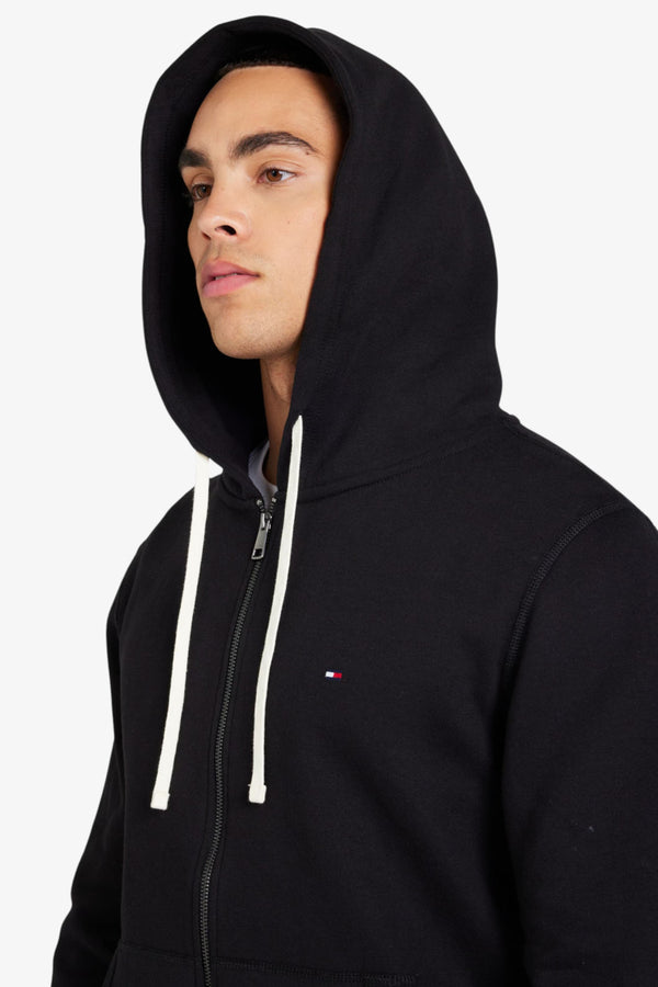 tommy hilfiger Felpa Full Zip Con Cappuccio Logo Bandierina Ricamata Nero Uomo, foto 2