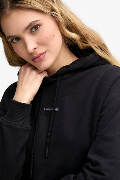 calvin klein jeans Felpa Con Cappuccio Patch Logo Nero Donna, foto 2
