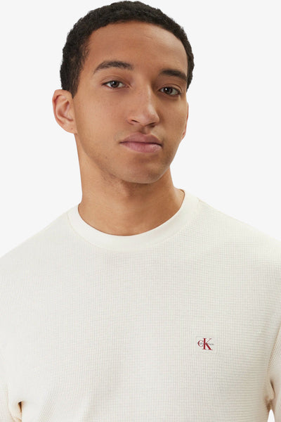 calvin klein jeans T-Shirt Maniche Corte Waffle Beige Uomo, foto 2
