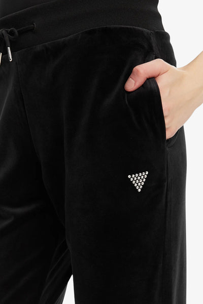 guess Pantaloni Couture In Ciniglia Nero Donna, foto 2