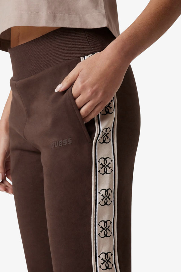 guess Pantaloni Bande Logo Britney Marrone Donna, foto 2