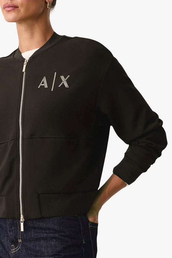  Giacca Felpa Full Zip In Scuba Di Viscosa Con Logo Metallizzato armani exchange 