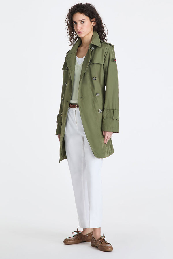 peuterey Trench Doppiopetto In Taffetà Con Cintura Knude TJT 01 Verde Donna, foto 2