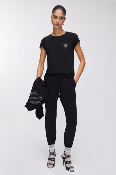 liu jo T-Shirt Maniche Corte Con Strass Nero Donna, foto 2