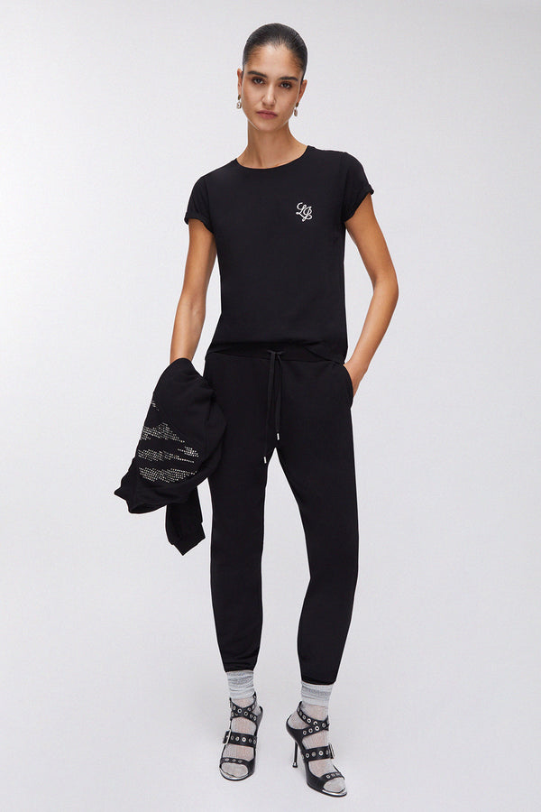 liu jo T-Shirt Maniche Corte Con Strass Nero Donna, foto 2