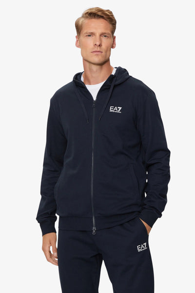 emporio armani ea7 Tuta Full Zip Con Cappuccio Core Identity Blu Uomo, foto 2