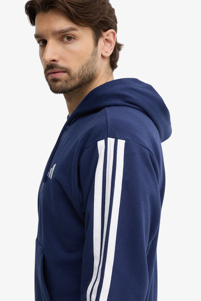 adidas performance Felpa Full Zip Con Cappuccio Essential 3-Stripes Blu Uomo, foto 2