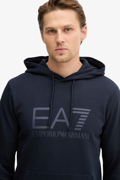 emporio armani ea7 Felpa Con Cappuccio Logo Tono Su Tono Core Identity Blu Uomo, foto 2