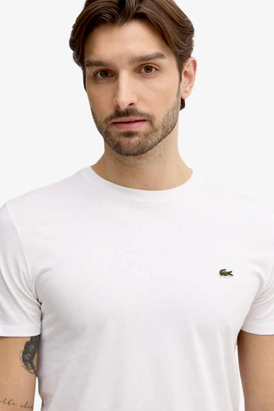 lacoste T-Shirt Maniche Corte In Cotone Pima Bianco Uomo, foto 2