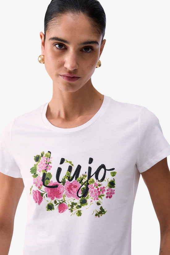  T-Shirt Maniche Corte Con Stampa E Strass liu jo 