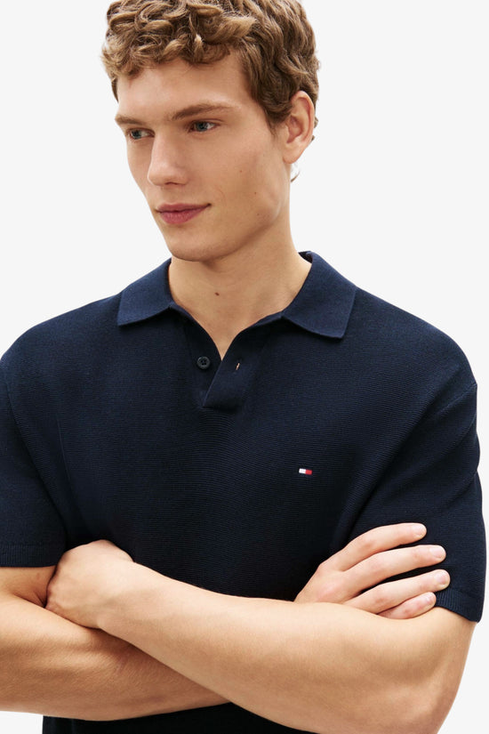  Polo Maniche Corte In Maglia Con Logo Bandierina Ricamato-tommy hilfiger-Blu-Special_-Mw0mw42795 dw5-2  