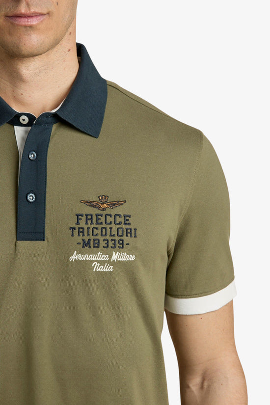  Polo Maniche Corte Con Ricamo Frecce Tricolori E Colletto A Contrasto aeronautica militare 