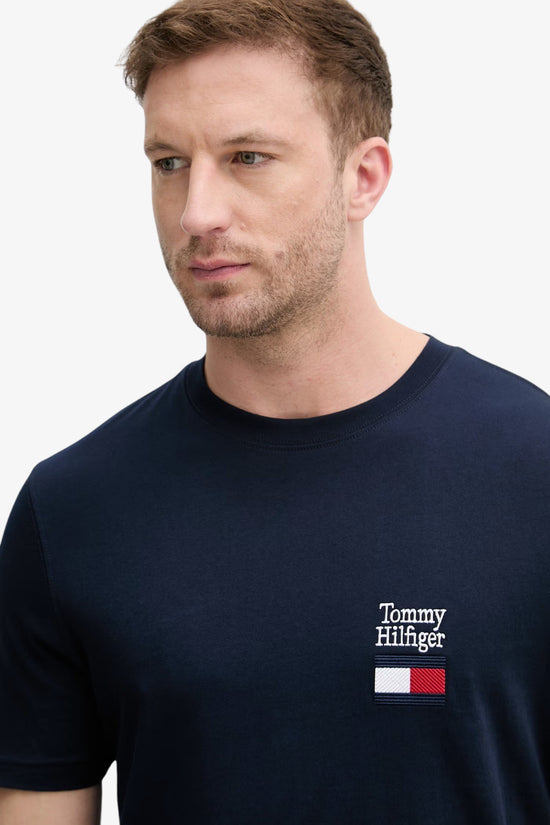  T-Shirt Maniche Corte Con Logo Bandiera Ricamato-tommy hilfiger-Blu-Special_-Mw0mw42367 dw5-2  