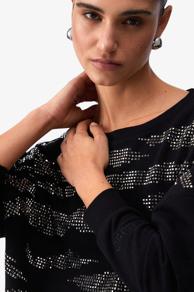 liu jo Felpa Girocollo Con Applicazioni Nero Donna, foto 2