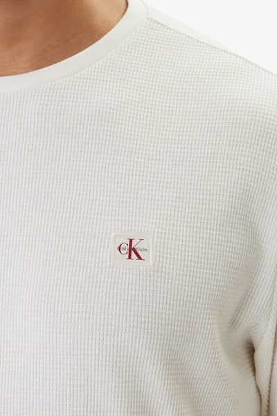calvin klein jeans T-Shirt Maniche Lunghe Waffle Beige Uomo, foto 2