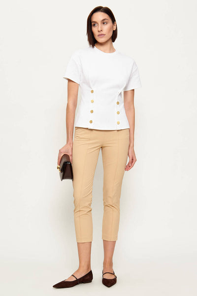 elisabetta franchi T-Shirt Maniche Corte Con Bottoni Decorativi Bianco Donna, foto 2
