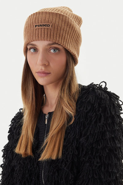 pinko Berretto Con Risvolto Beige Donna, foto 2
