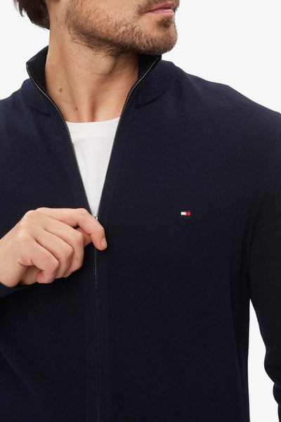tommy hilfiger Cardigan Full Zip In Misto Cashmere Con Logo Bandierina Ricamato Blu Uomo, foto 2