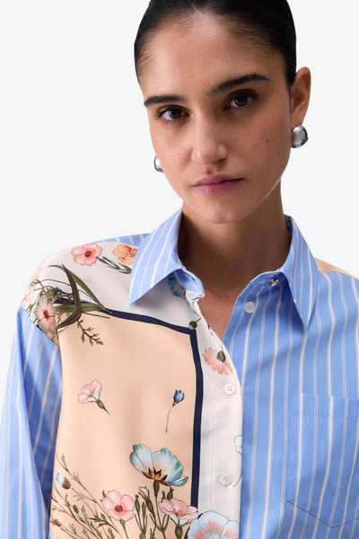 liu jo Camicia Maniche Lunghe In Twill Stampato E Popeline A Righe Multicolore Donna, foto 2
