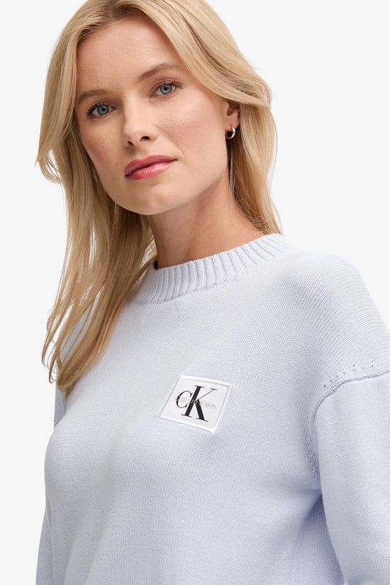  Maglione Girocollo Con Stemma In Maglia Di Cotone calvin klein jeans 