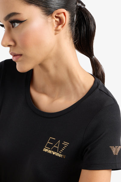 emporio armani ea7 T-Shirt Maniche Corte Evolution Stretch Nero Donna, foto 2