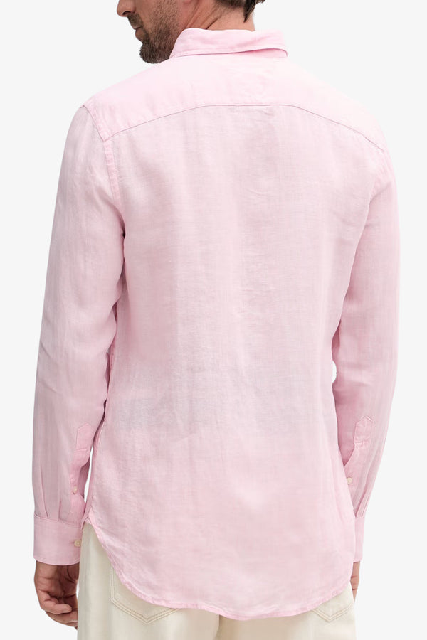 tommy hilfiger Camicia Maniche Lunghe Button Down In Puro Lino Rosa Uomo, foto 3