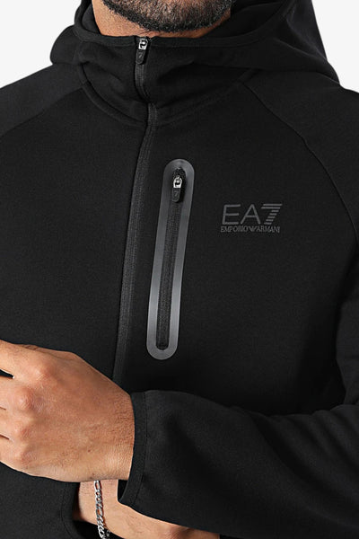 emporio armani ea7 Felpa Full Zip Con Cappuccio Natural Ventus 7 Nero Uomo, foto 2