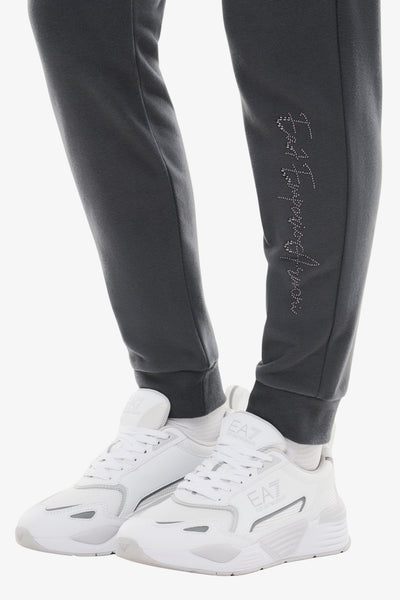 emporio armani ea7 Pantaloni Logo Series Con Borchie Grigio Donna, foto 2